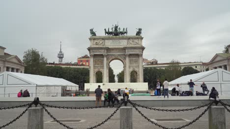 Porta-Sempione-is-a-city-gate-of-Milan,-Italy