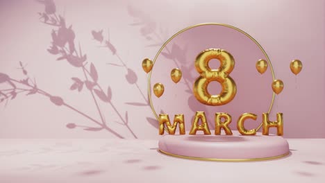 El-8-De-Marzo,-El-Día-Internacional-De-La-Mujer,-Es-Una-Animación-Navideña-Mundial-De-Fondo-Rosa-Floral-Para-Productos-De-Venta-De-Comercio-Electrónico.
