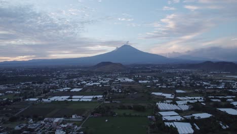 Flying-towards-the-Popocatepetl-volcano-at-sunset