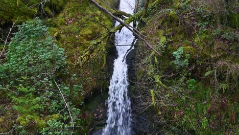 Waterfall-within-Lake-Vyrnwy,-Wales,-United-Kingdom