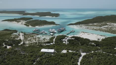 Cruise-Ship-Port---White-Sand-Beaches-in-Amazing-Grand-Bahama,-Aerial-Drone