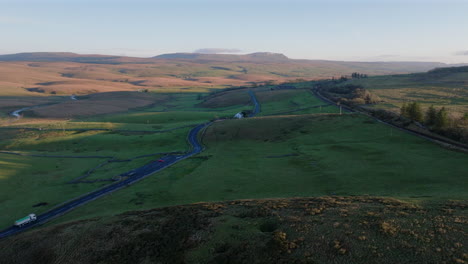 Establishing-Drone-Shot-of-Yorkshire-Dales-Landscape-at-Golden-Hour-UK