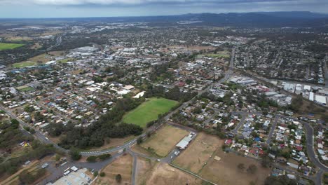 Residential-Houses-And-Playing-Field-In-Loganholme-Suburb,-Logan-City,-Queensland,-Australia