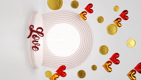 vertical-display-product-heart-background-in-gold-coin-and-balloons-and-love-letters-for-st-valentine-celebration-romantic-couple-affair-rendering-animation-e-commerce