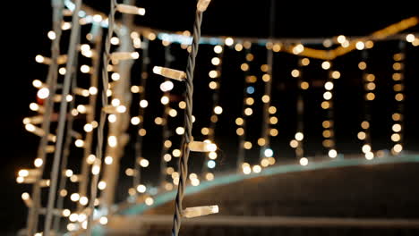 Close-Up-of-Twinkling-Fairy-Lights-at-Night