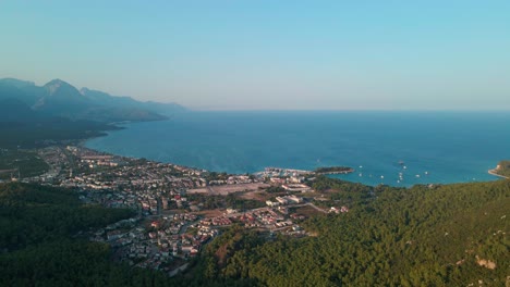 Aerial-4K-drone-footage-of-Kemer-,-and-mountains-–-filmed-in-a-vibrant-summer-time
