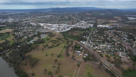 Panoramic-View-Of-Beenleigh-And-Loganholme-On-The-Banks-Of-Logan-River-In-Queensland,-Australia