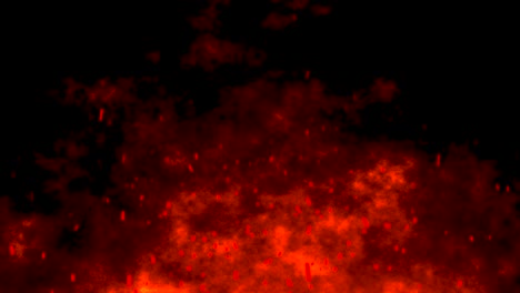 3D-Animation,-Bewegung,-Flammen,-Feurig,-Heiße-Glut,-Funken,-Feuerwerk,-Glühen,-Fliegende-Brennende-Partikel-Auf-Schwarzem-Hintergrund,-Visueller-Effekt,-4k-Rote-Lava