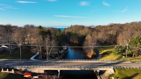 Facing-the-crisp-waters-of-Lake-Michigan-from-above-a-small-bridge