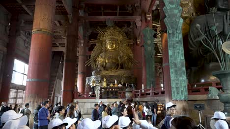 Nyoirin-kannon-in-the-Great-Buddha-Hall-tourism-at-Todaiji,-Nara-Japan