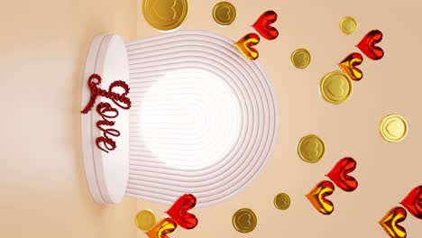 vertical-display-product-with-heart-background-gold-coin-and-balloons-and-love-letters-for-st-valentine-celebration-romantic-couple-affair-rendering-animation-e-commerce-online-shop