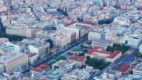 Tight-aerial-shot-over-the-Academia-building-in-Athens-Greece
