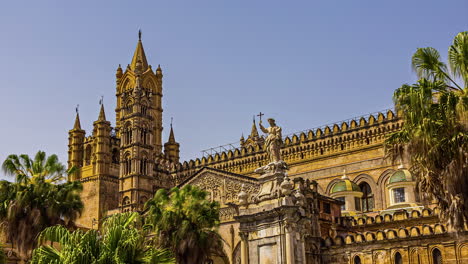 Seitenansicht-Der-Kathedrale-Von-Palermo,-Zeitraffer-Antiker-Architektur