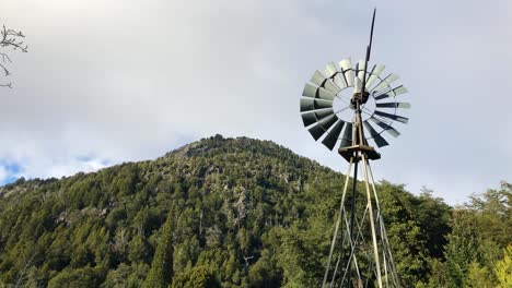 Farm-windmill-in-Swiss-Colony,-Bariloche,-Argentina