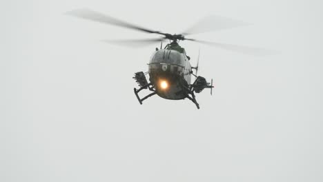 MBB-Bo105-multi-purpose-helicopter-hover-with-bright-spotlight-during-airshow