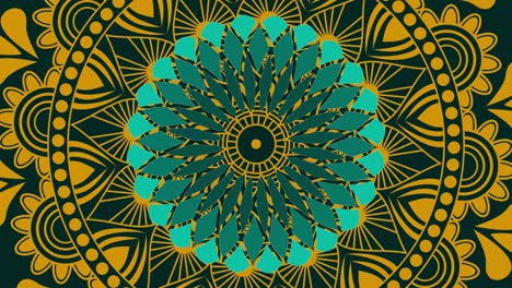 Gold-and-dark-green-mandala-ornament-background-looping-smoothly,-arabic-islamic-style-for-any-purpose