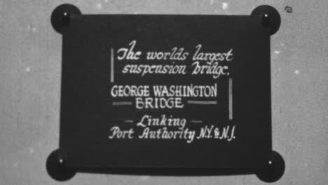 Placa-De-Bronce-En-El-Puente-Colgante-George-Washington-En-Nueva-York-En-1930