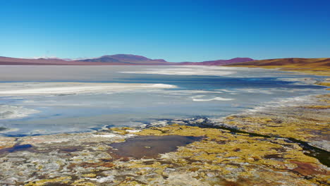 Frontantenne,-Bunte-Landschaft,-Laguna-Brava,-La-Rioja,-Argentinien,-Andengebirge,-4500-M,-Flamingos