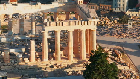 Tight-circling-aerial-shot-of-the-Parthenon-front-facade
