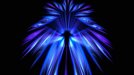 Animation-of-vibrant-blue-purple-feather-effect-on-black-background
