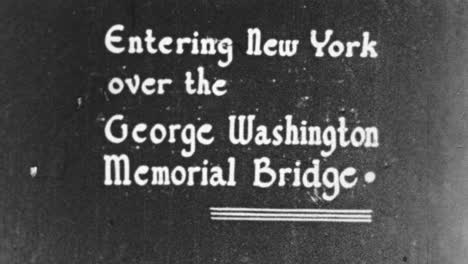 Entrando-A-Nueva-York-En-El-Puente-Colgante-George-Washington-En-Un-Título-Antiguo-De-Los-Años-30