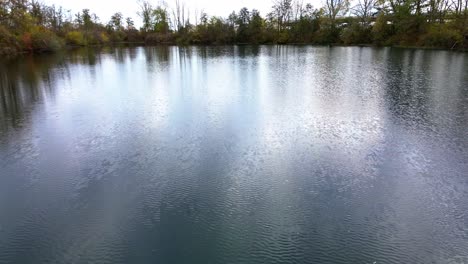 Aerial-Drone-Footage-4k-of-autumn-lake-shoreline