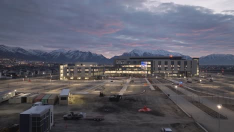 Primary-Children's-Hospital---rising-aerial-view-at-dawn
