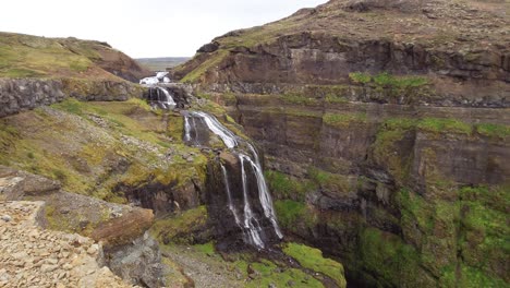 Pretty-view-of-the-Glymur-waterfalls-located-in-the-Hvalfjörður-fjord-in-West-Iceland---Wide-angle
