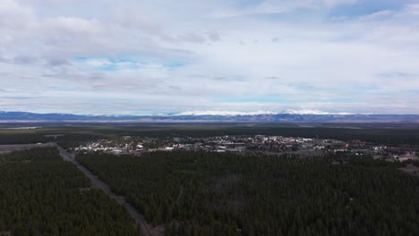 Panning-drone-shot-of-the-highways-that-lead-to-West-Yellowstone-Town