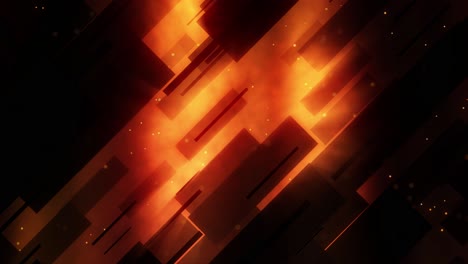 Animation-of-ultra-glowing-golden-fiery-moving-stripes-with-fluctuating-embers-particles