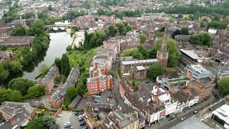 Shrewsbury-Stadtkirche-St.-Mary-The-Virgin-River-Severn-Luftaufnahme