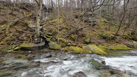 A-beautiful-fishing-stream-in-New-York's-Catskill-Mountains-on-a-rainy-early-spring-day