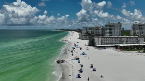 Drone-view-of-beach-and-condominiums-near-Sarasota-Florida