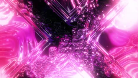 Animation-of-glassy-distorted-black-cross-on-pink-moving-background