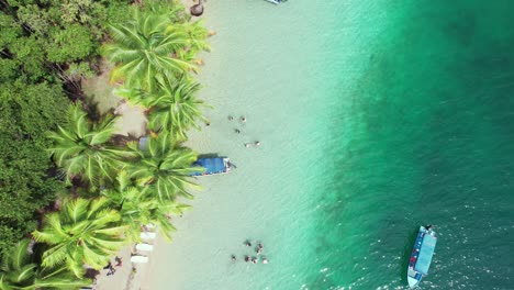 Top-view-of-Estrella-beach-located-in-the-Caribbean-Sea-in-Bocas-del-Toro,-Panama
