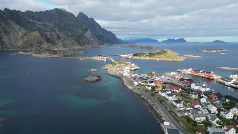 Henningsvaer-at-Lofoten-Island,-Norway,-Scandinavia---4k-Aerial-Circling
