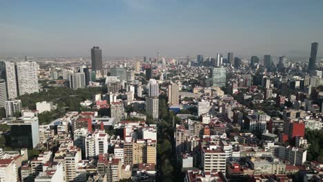 Flying-over-the-Polanco-neighborhood-in-Mexico-City,-aerial-views