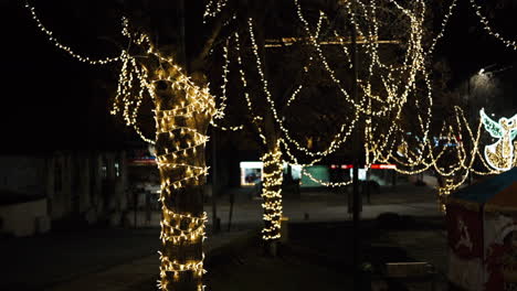 Luces-Nocturnas-De-La-Ciudad-Con-Decoraciones-Festivas