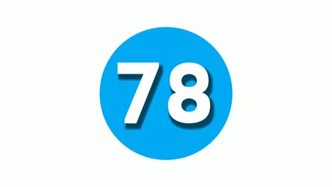 Nummer-78-Zeichensymbol-Animation-Bewegungsgrafiken-Auf-Blauem,-Kreisförmigem,-Weißem-Hintergrund,-Cartoon-Videonummer-Für-Videoelemente
