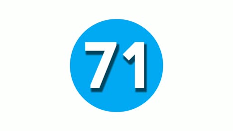Nummer-71-Zeichensymbol-Animation-Bewegungsgrafiken-Auf-Blauem,-Kreisförmigem,-Weißem-Hintergrund,-Cartoon-Videonummer-Für-Videoelemente