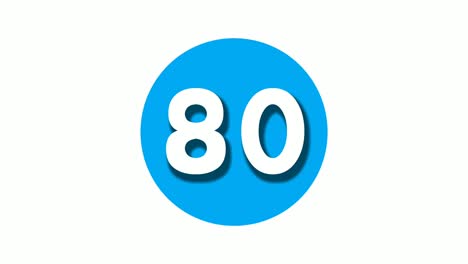 Zahl-80-Zeichensymbol-Animation-Bewegungsgrafiken-Auf-Blauem,-Kreisförmigem,-Weißem-Hintergrund,-Cartoon-Videonummer-Für-Videoelemente