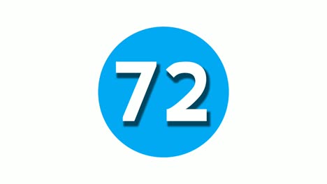 Nummer-72-Zeichensymbol-Animation-Bewegungsgrafiken-Auf-Blauem,-Kreisförmigem,-Weißem-Hintergrund,-Cartoon-Videonummer-Für-Videoelemente