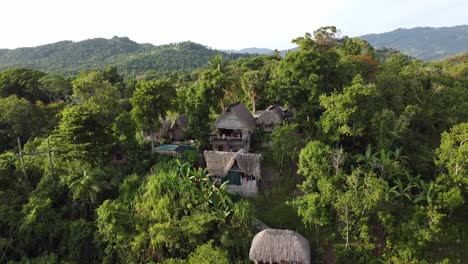 Aerial-view-of-an-ecolodge-in-the-lush-mountains-of-Tubagua-near-the-north-coast-of-the-Dominican-Republic