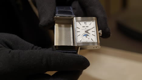 Jaeger-Le-Coultre-luxury-wristwatch,-close-up-view