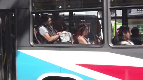 Passengers-travel-Slow-Motion-Autobus-Bus-Public-Transport-of-Metropolitan-City