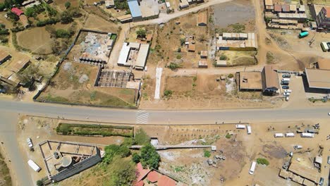 Birdseye-aerial-view-of-Loitokitok-kenya,-shanty-poor-neighborhood-of-Nairobi-suburbs,-Kenya
