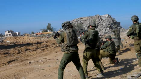 Israeli-military-gun-shooting-during-Israel-Hamas-war,-2023