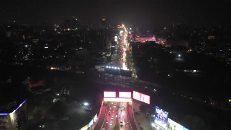 Rajkot-aerial-view-is-moving-forward-and-traffic-jam-of-many-vehicles-is-visible