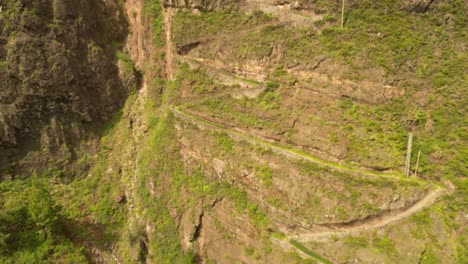 Cape-Verde,-Africa---Hiking-to-Cova-de-Paul---Aerial-Pullback