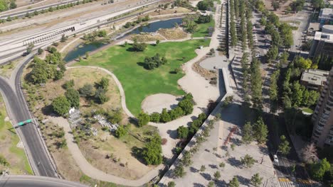 Aerial-View-Of-Bicentenario-Park-Near-San-Cristobal-Hill-In-Santiago